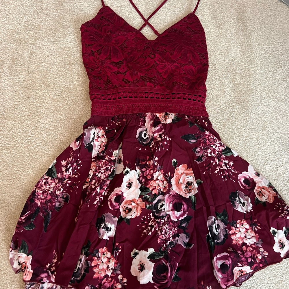 Floral Burgundy Kids Dress